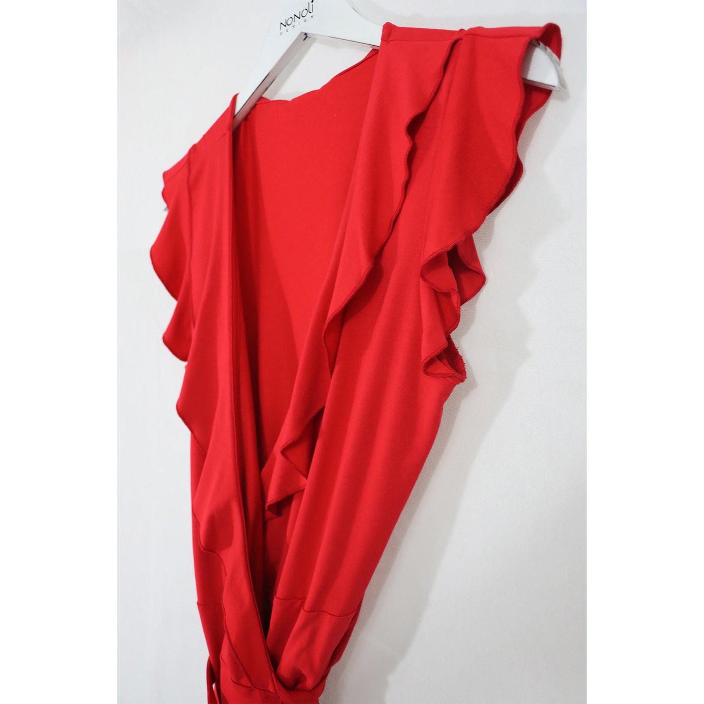 Rotes Wickeltop aus Viskose